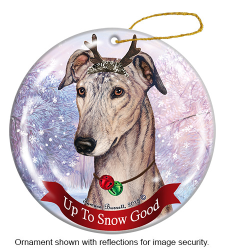 Greyhound Fawn Brindle Style 2 - Up To Snow Good Ornament Image