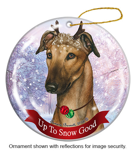 Greyhound Fawn with Mask Style 2 - Up To Snow Good Ornament Image
