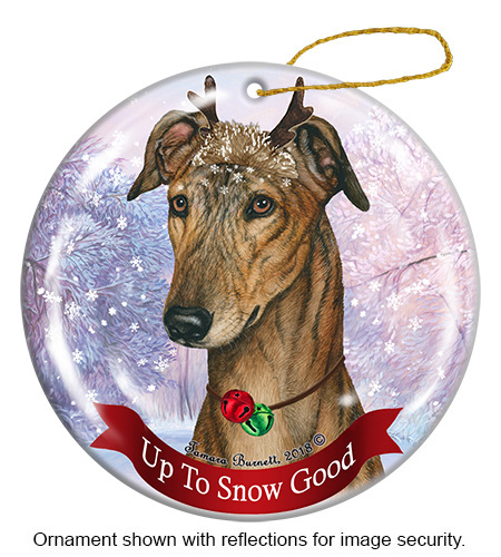 Greyhound Red Brindle Style 2 - Up To Snow Good Ornament Image