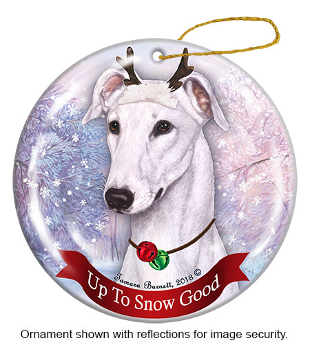 Greyhound White Style 2 - Up To Snow Good Ornament Image