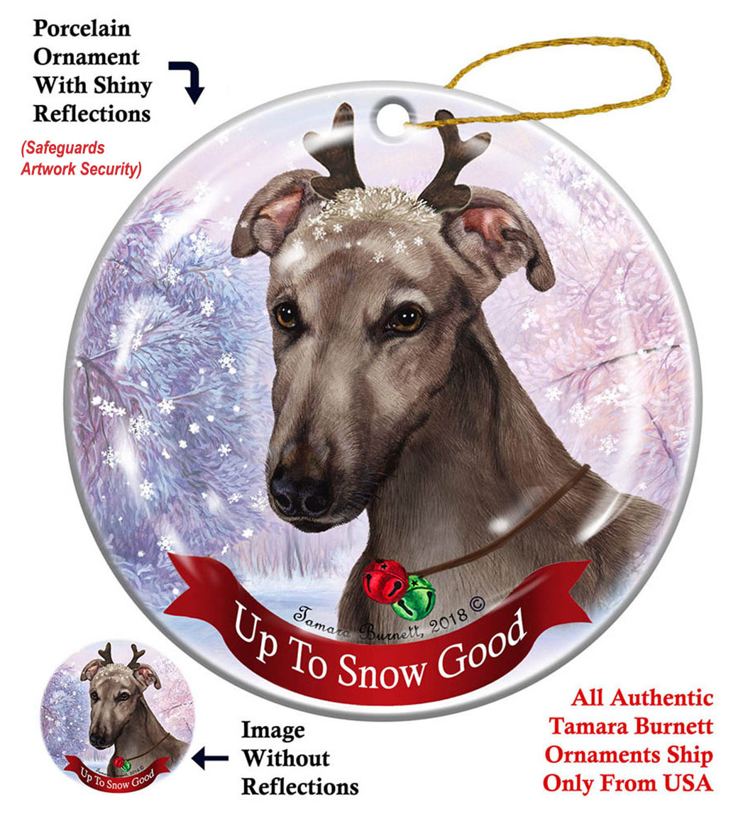 Greyhound Grey - Up To Snow Good Ornament Image