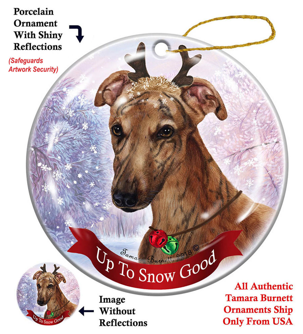 Greyhound Brindle Red - Up To Snow Good Ornament Image