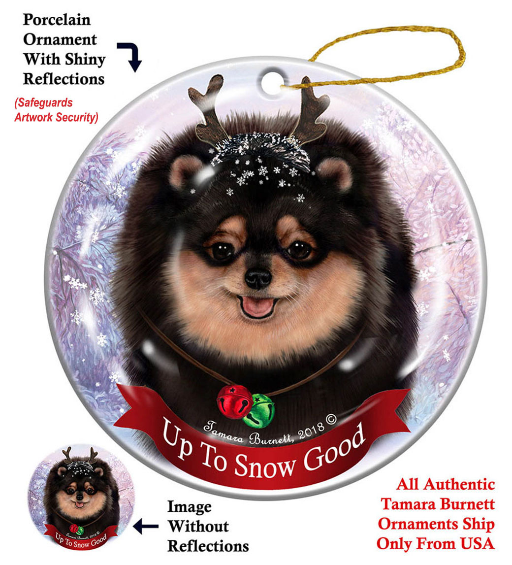 Pomeranian Black/Tan - Up To Snow Good Ornament Image
