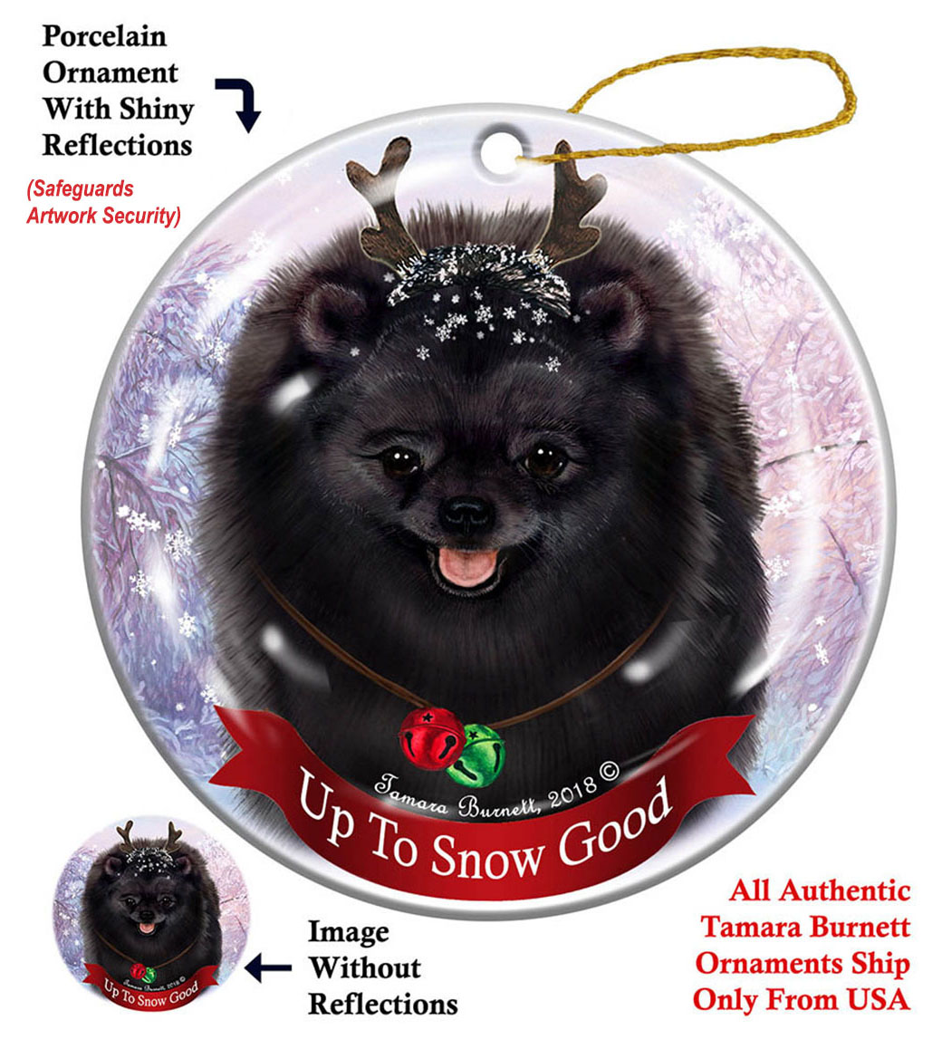 Pomeranian Black - Up To Snow Good Ornament Image