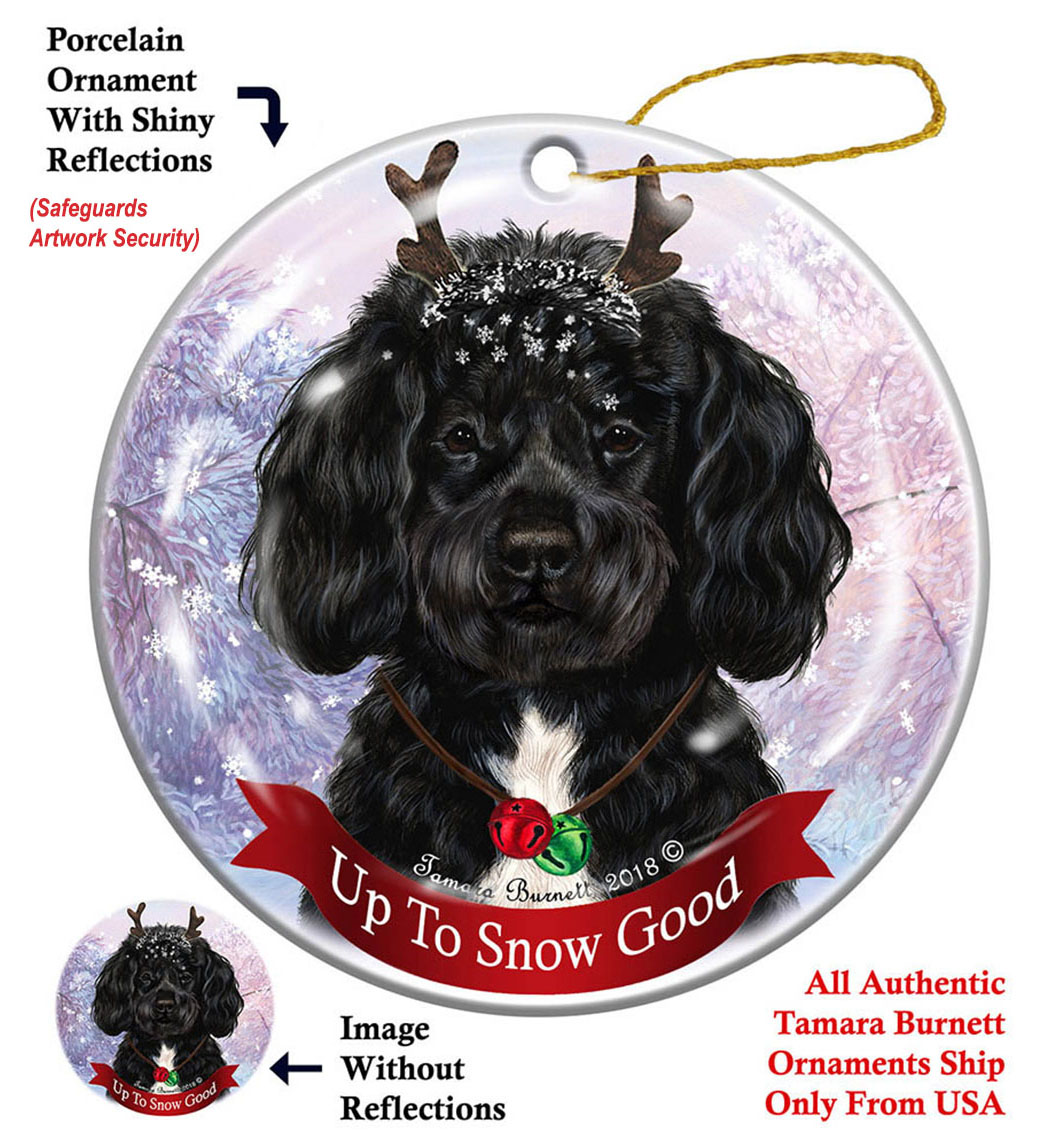 Portuguese Water Dog Black - Up To Snow Good Ornament Image