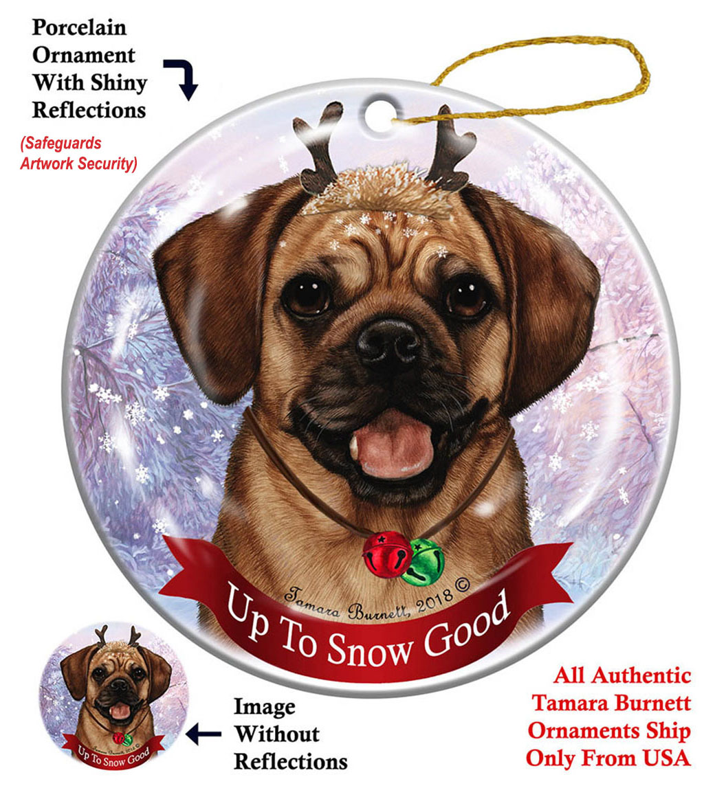Puggle Fawn - Up To Snow Good Ornament Image