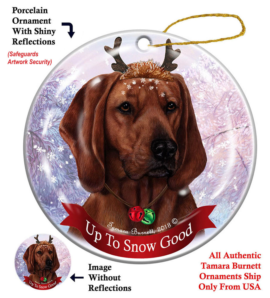 Coonhound Redbone - Up To Snow Good Ornament Image
