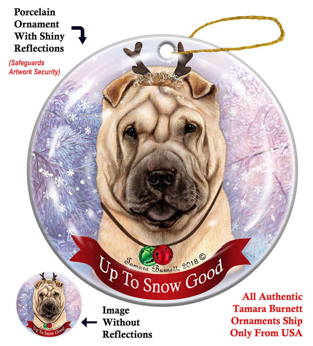 Shar Pei Cream - Up To Snow Good Ornament Image