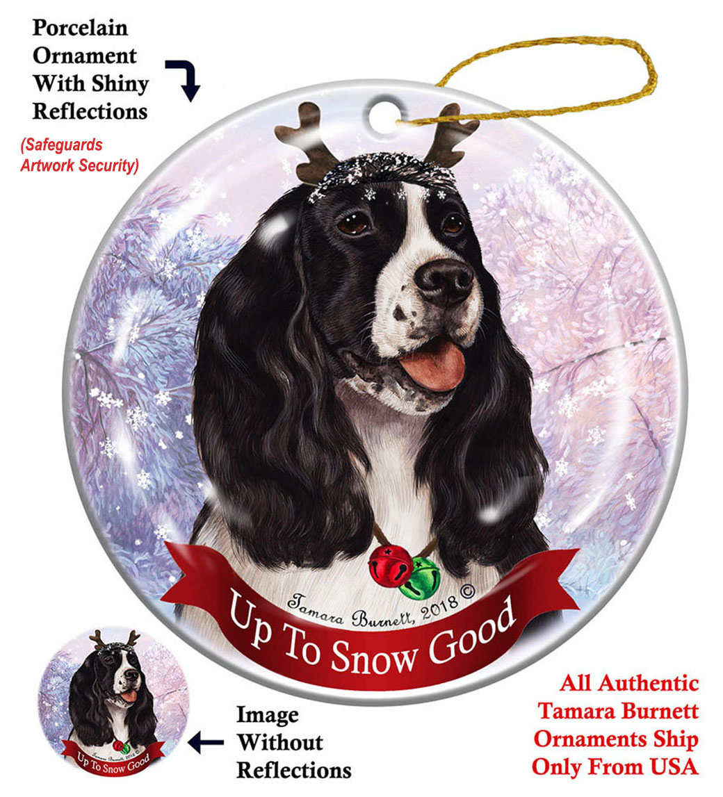 Springer Spaniel Black/White - Up To Snow Good Ornament Image