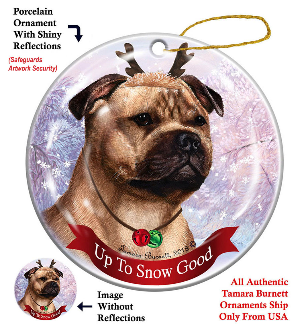 Staffordshire Bull Terrier Fawn - Up To Snow Good Ornament Image