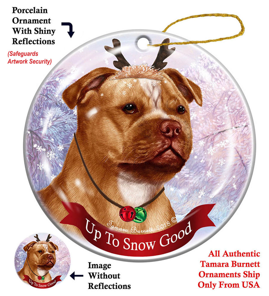 Staffordshire Bull Terr Orange/White - Up To Snow Good Ornament Image