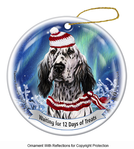 English Setter, Blue Series 5 Christmas Ornament Image