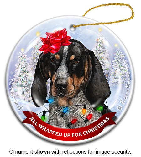 Coonhound Blue Tick All Wrapped Up Ornament image