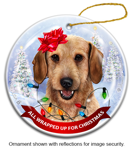 Dachshund Wire Hair Wheaten All Wrapped Up Ornament image