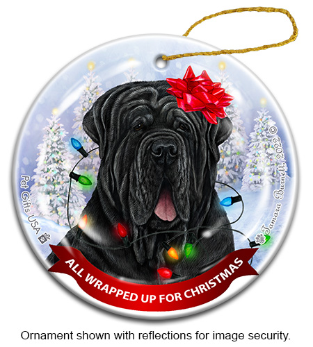 Neapolitan Mastiff Uncropped Black All Wrapped Up Ornament image