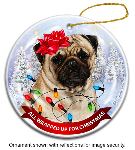 Pug Fawn All Wrapped Up Ornament image
