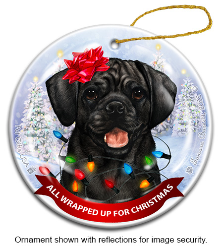 Puggle Black All Wrapped Up Ornament image