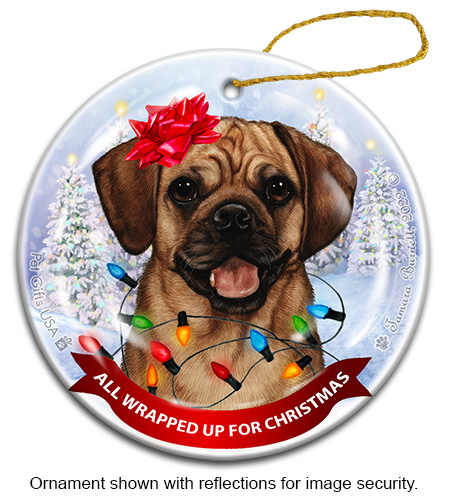 Puggle Fawn All Wrapped Up Ornament image