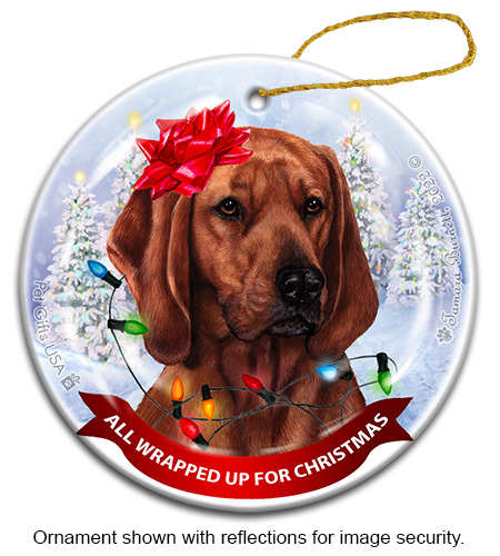 Coonhound Redbone All Wrapped Up Ornament Image