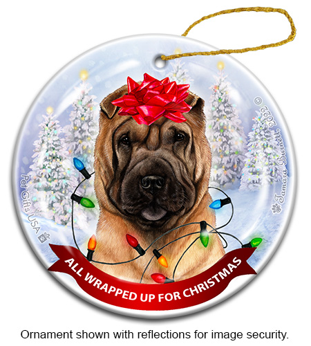 Shar Pei Fawn All Wrapped Up Ornament image