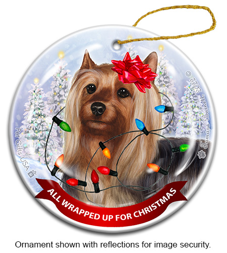 Silky Terrier All Wrapped Up Ornament image