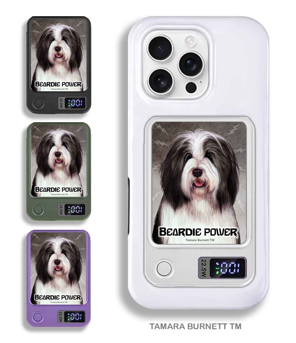An image of product 33629 - Bearded Collie Black and White - Phone Bank