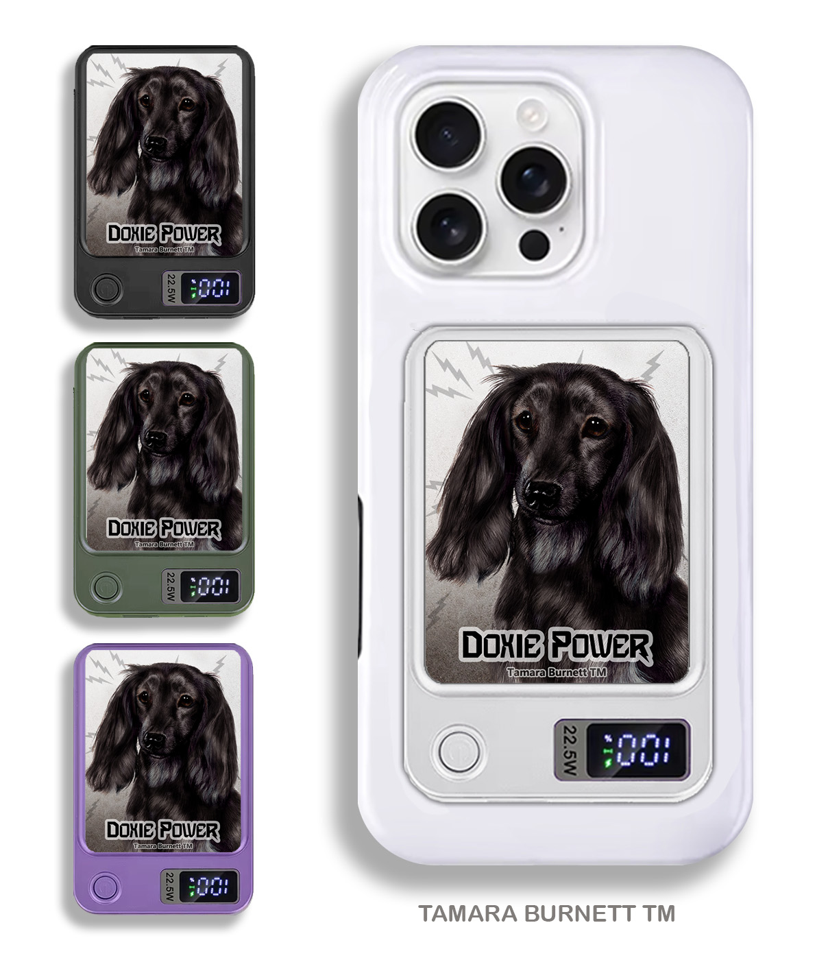An image of product 33778 - Dachshund Long-HairedBlack - Phone Bank