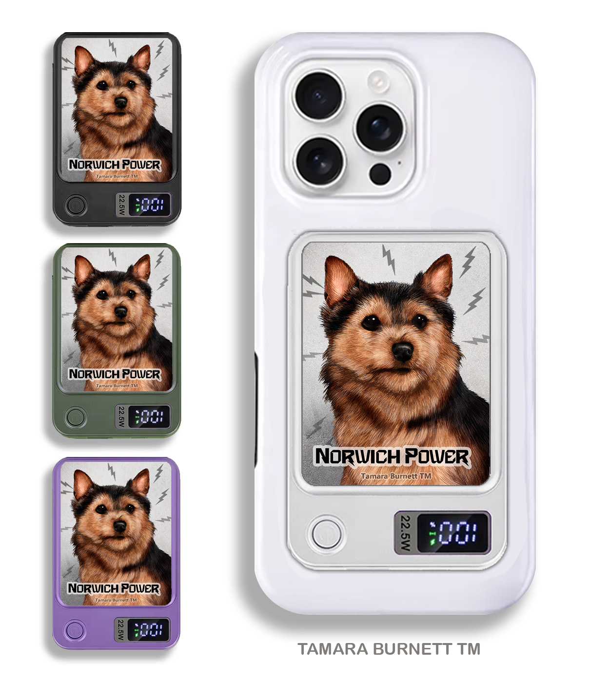 An image of product 33988 - Norwich Terrier Black and Tan - Phone Bank