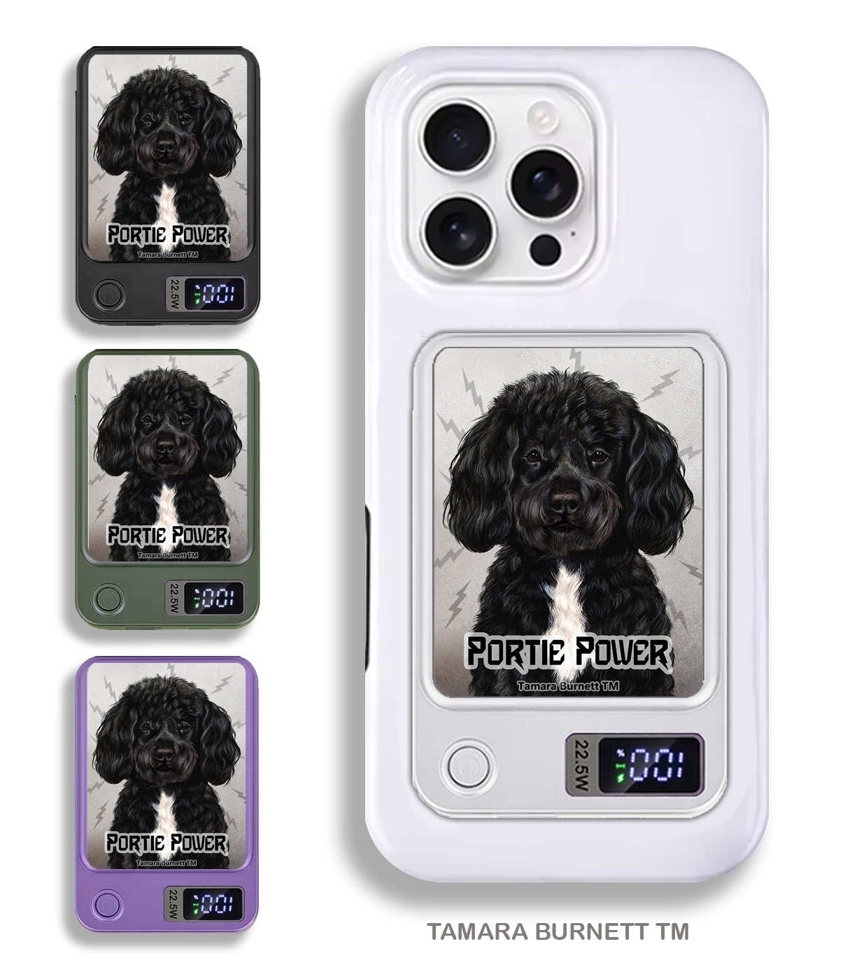 An image of product 34051 - Portuguese Water Dog Black and White Bearded - Phone Bank