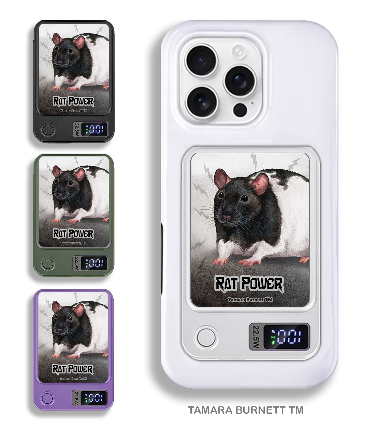 An image of product 33487 - Rat Black/White Hooded - Phone Bank