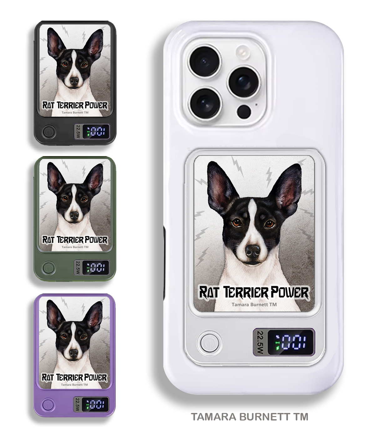 An image of product 34059 - Rat Terrier Black and White Cropped - Phone Bank