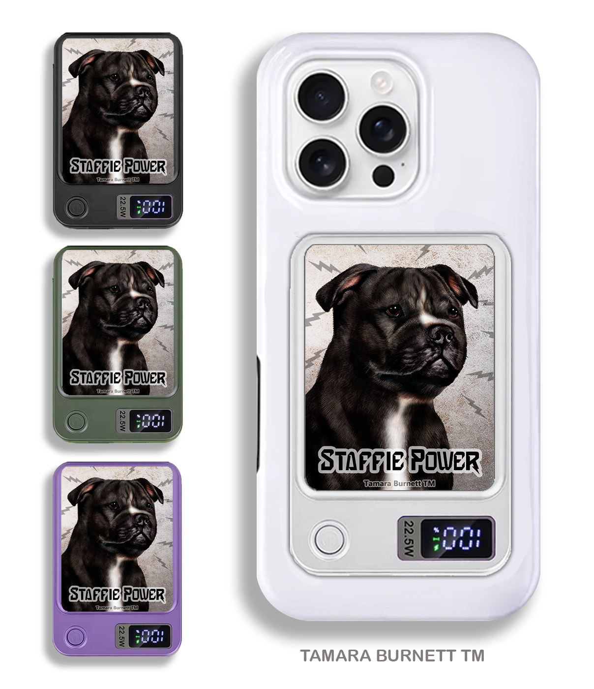 An image of product 34127 - Staffordshire Terrier Black and White - Phone Bank