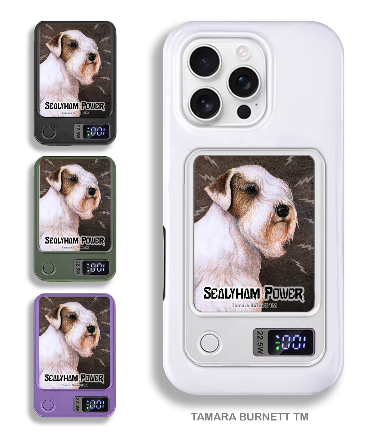 An image of product 34085 - Sealyham Terrier Badger and White - Phone Bank