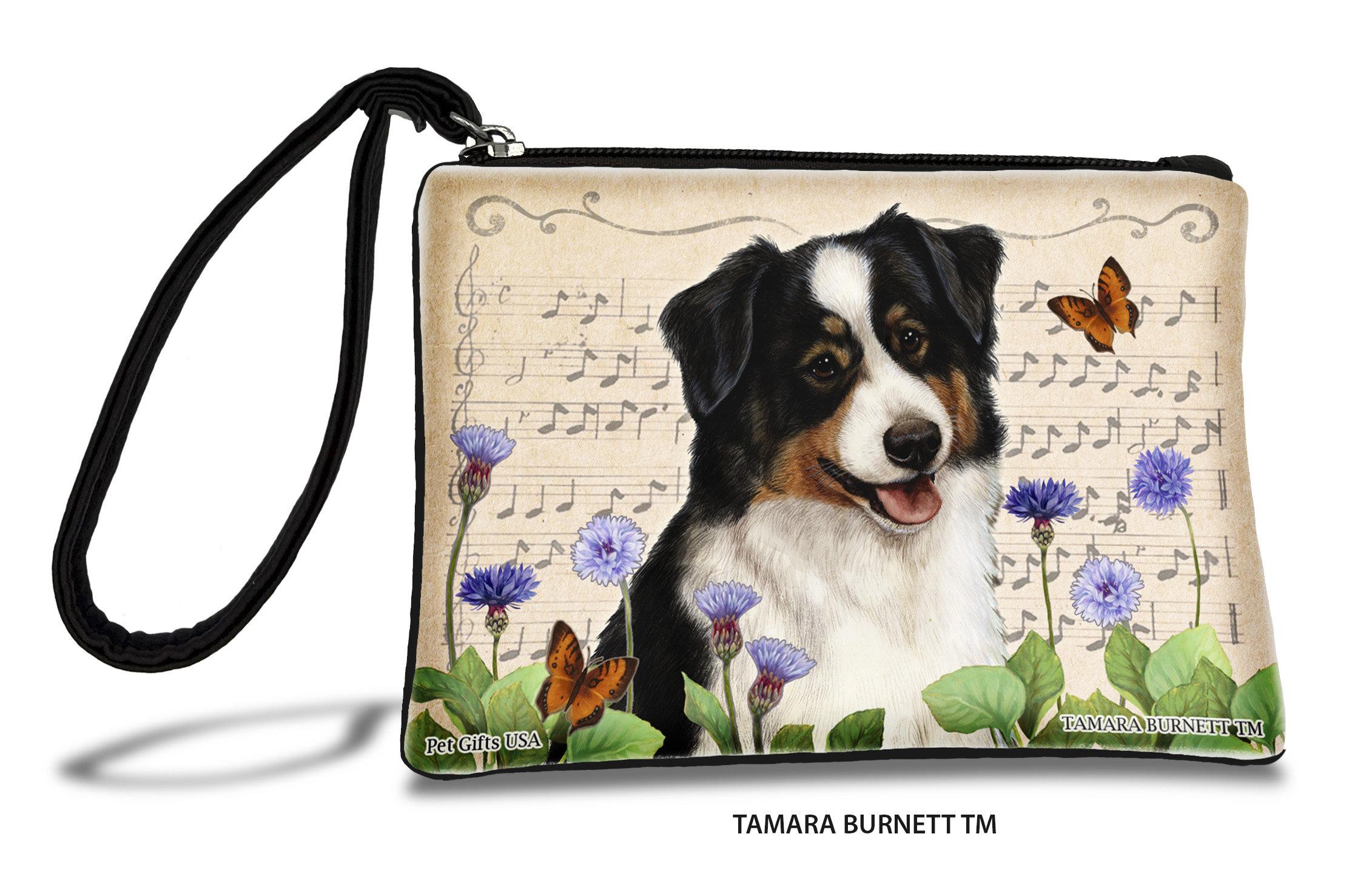 An image of product 31007 - Australian Shepherd (__black_tri_) - Zippies Pet Pouch Coin Purse