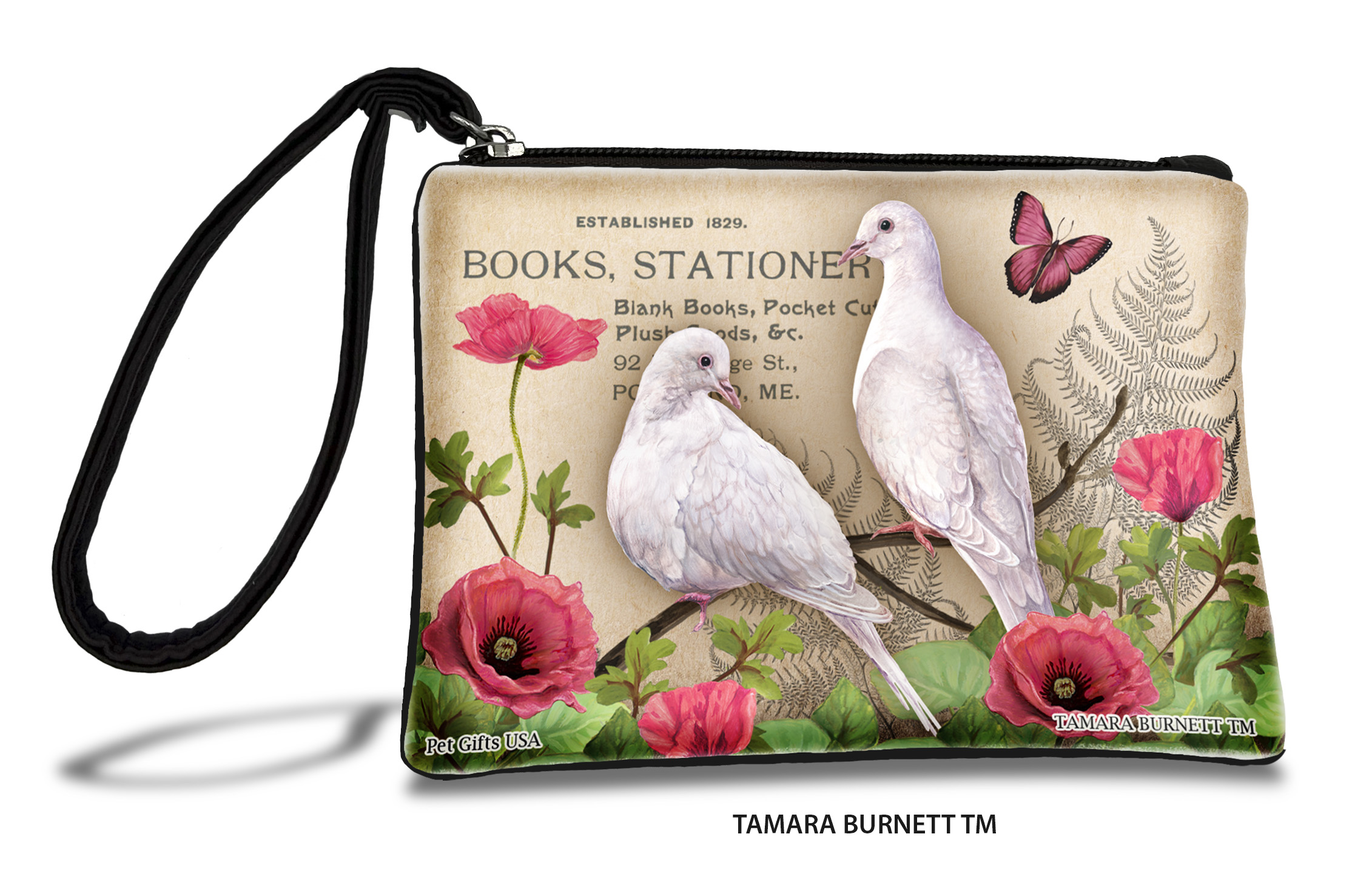 An image of product 31068 - Mourning Doves (Bird_white__) - Zippies Pet Pouch Coin Purse