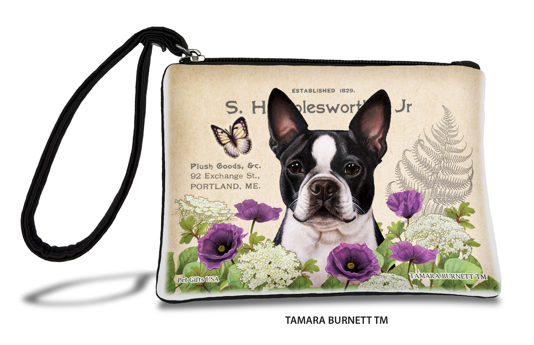 An image of product 31081 - Boston Terrier (Black And White) - Zippees Pet Pouch Coin Purse