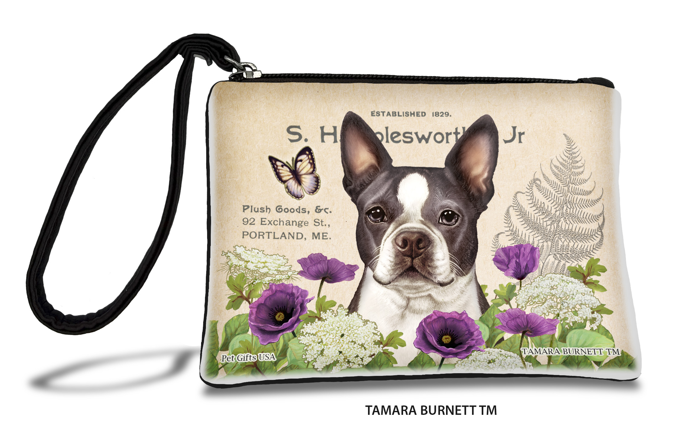 Boston Terrier (Blue and White) - Zippees Pet Pouch Coin Purse image
