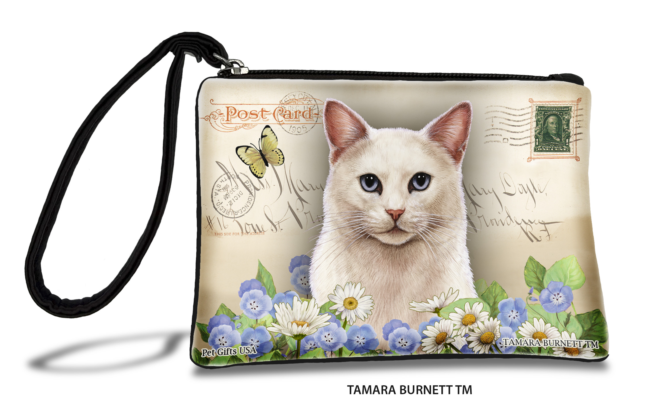 An image of product 31140 - Abyssinian Cat (_white_blue_eyes_) - Zippies Pet Pouch Coin Purse
