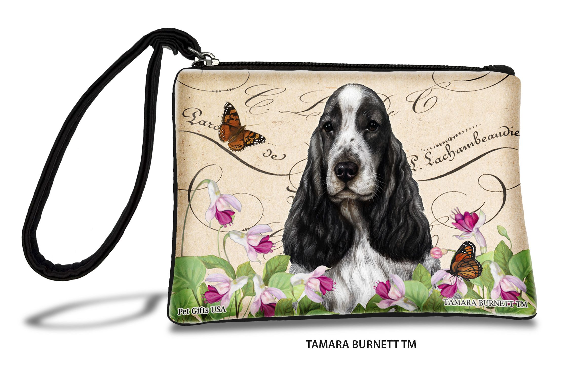 An image of product 31244 - English Cocker Spaniel (___black_and_white_) - Zippies Pet Pouch Coin Purse