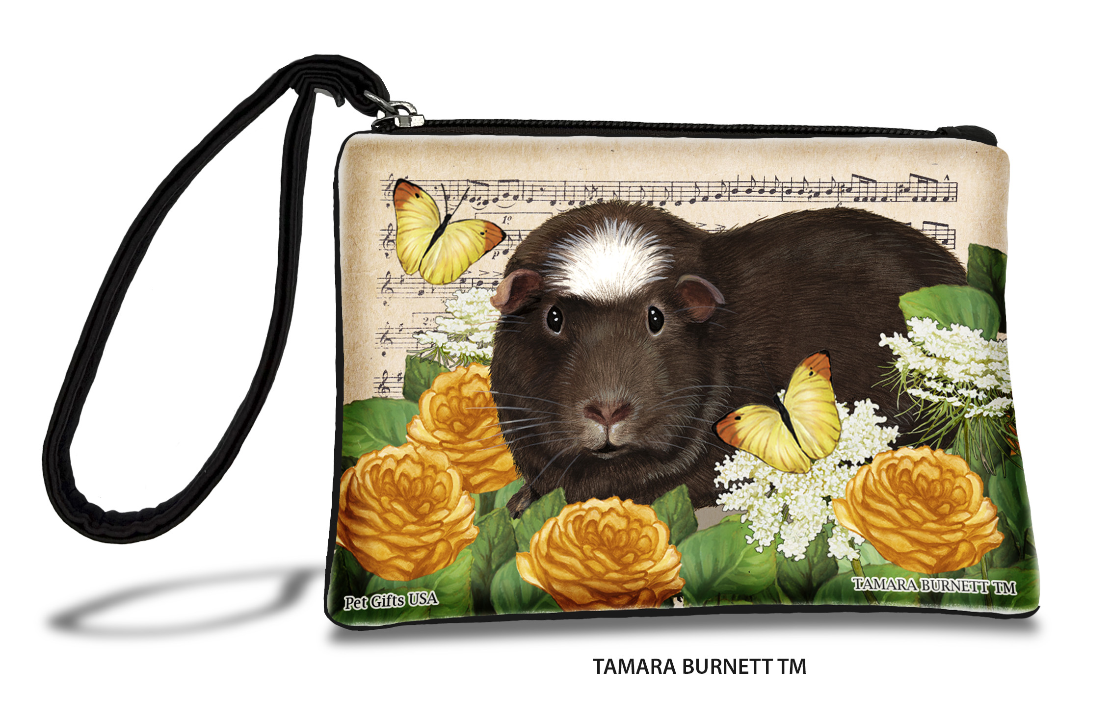 An image of product 31327 - Black Crested Guinea Pig (__chocolate__) - Zippies Pet Pouch Coin Purse