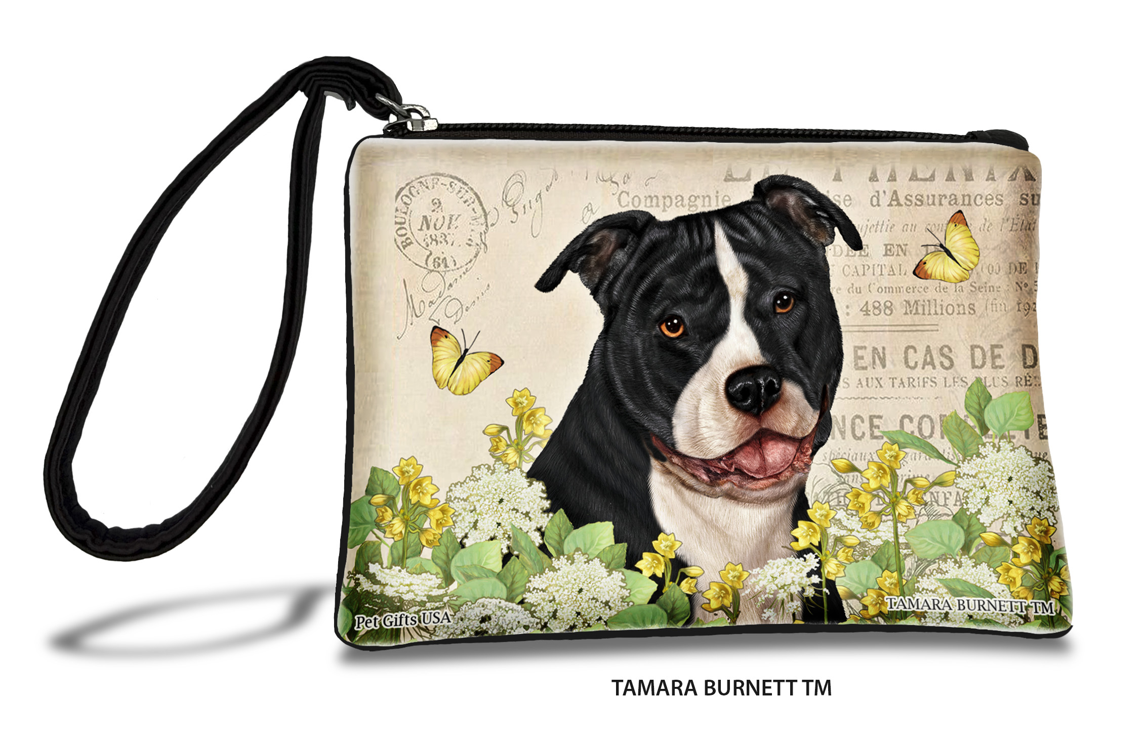 Pit Bull (__black_and_white_uncropped_) - Zippies Pet Pouch Coin Purse