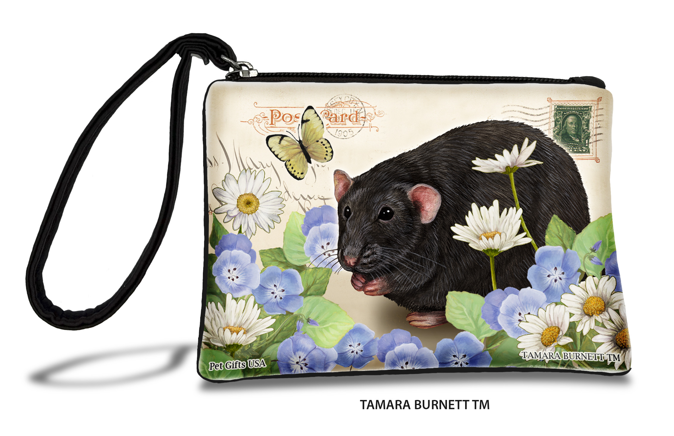 An image of product 31517 - Light Grey Solid Rat (_black__) - Zippies Pet Pouch Coin Purse