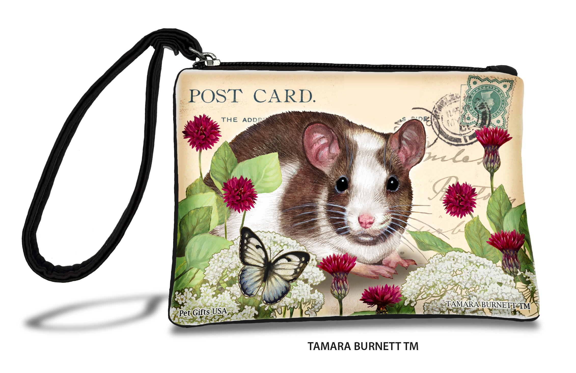 An image of product 31518 - Brown & White Pied Rat (_and___) - Zippies Pet Pouch Coin Purse