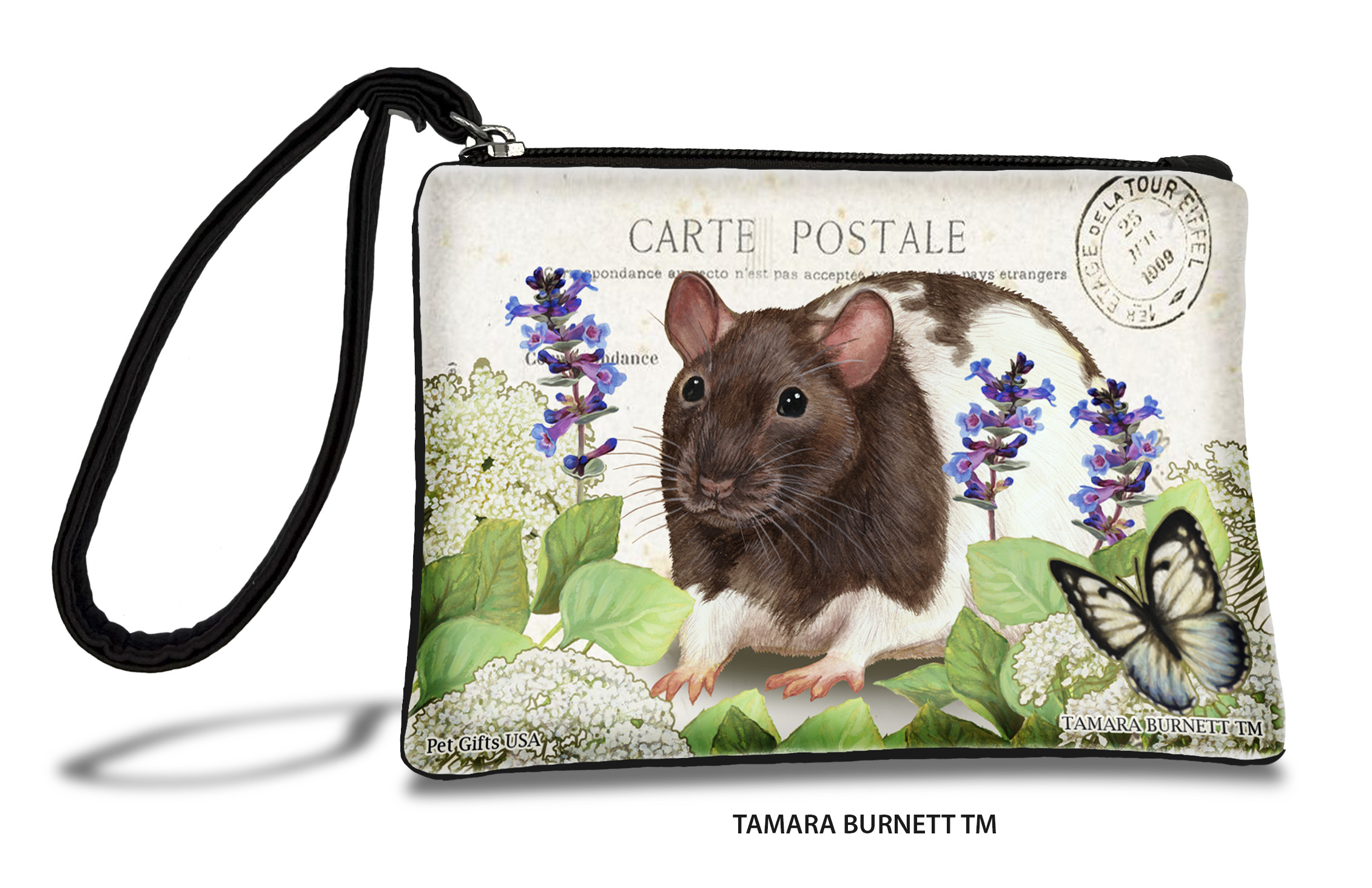 An image of product 31519 - Black & White Hooded Rat (_chocolate_and___) - Zippies Pet Pouch Coin Purse
