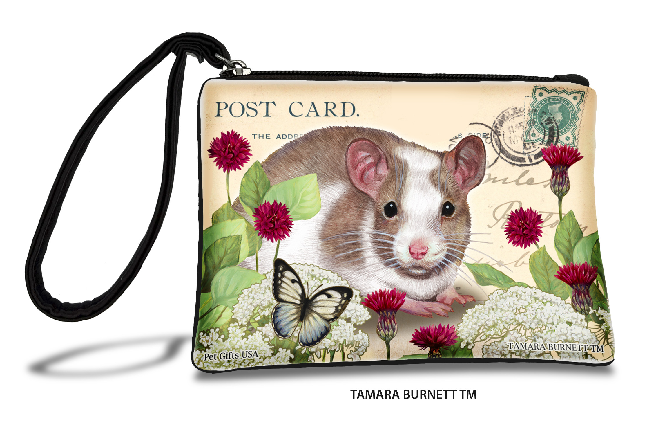 An image of product 31524 - Black & White Pied Rat (_tan_and___) - Zippies Pet Pouch Coin Purse