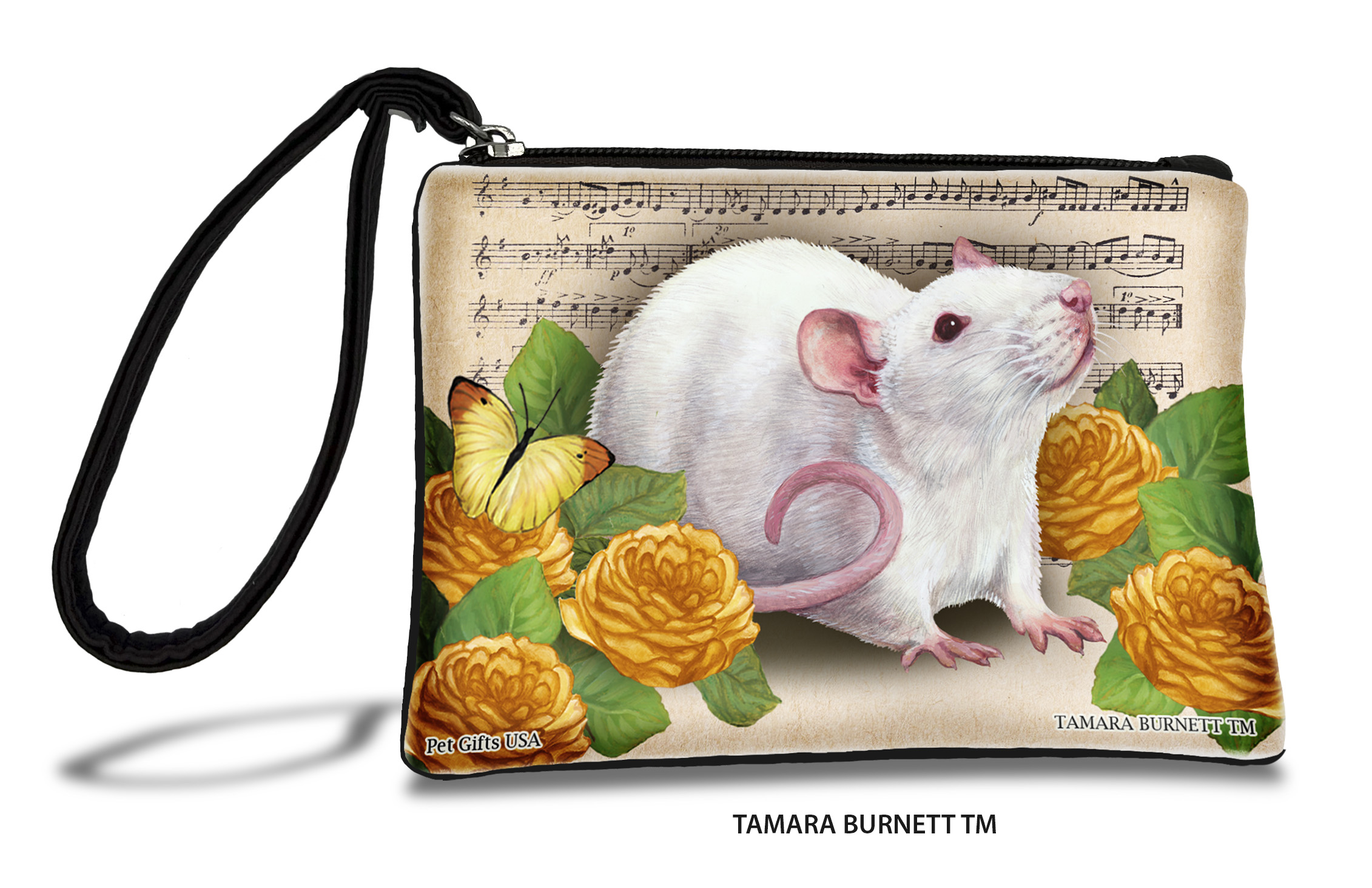 An image of product 31534 - Black Rat (_white_) - Zippies Pet Pouch Coin Purse