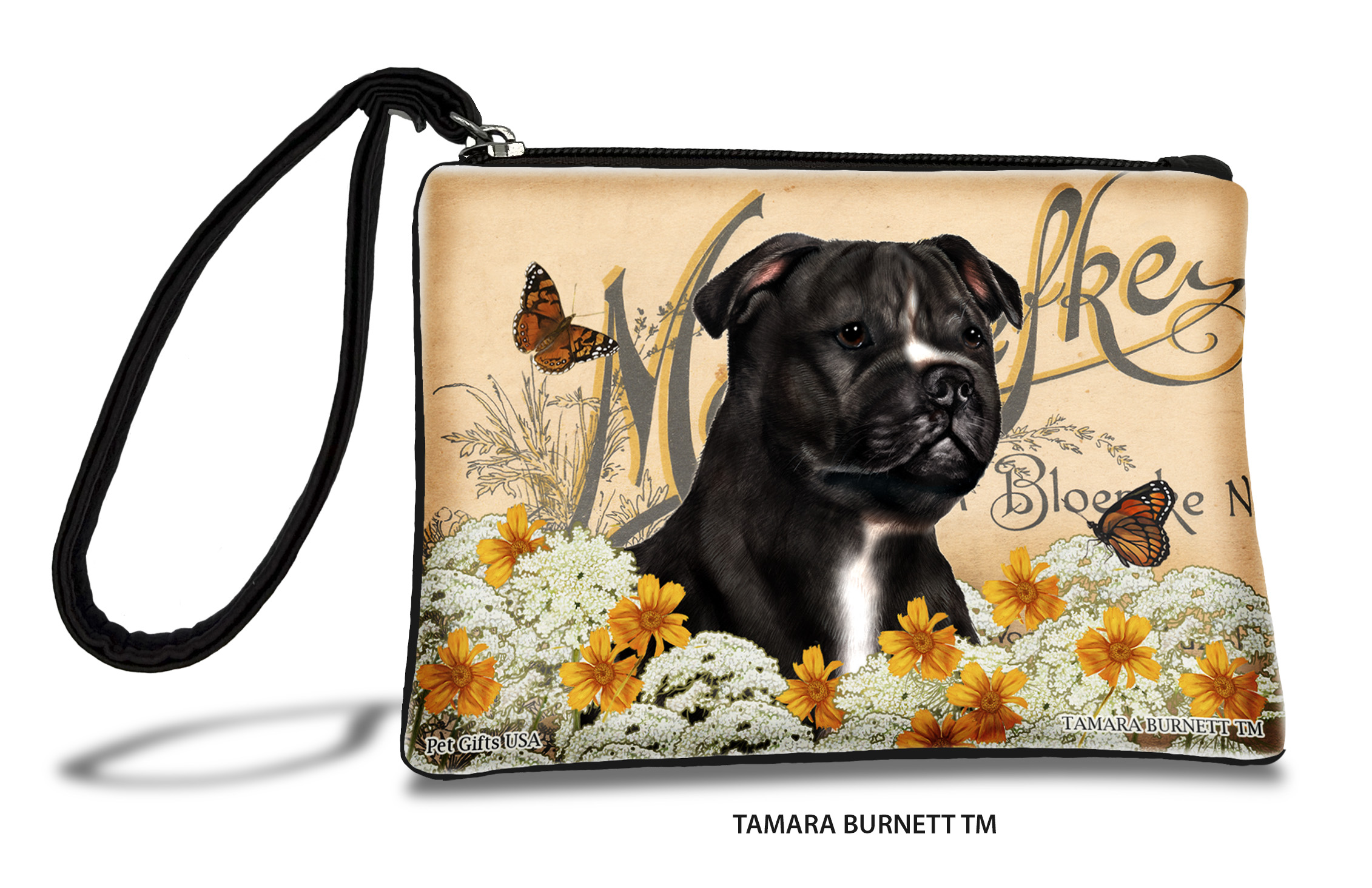 An image of product 31591 - Staffordshire Bull Terrier (__black_and_white_) - Zippies Pet Pouch Coin Purse