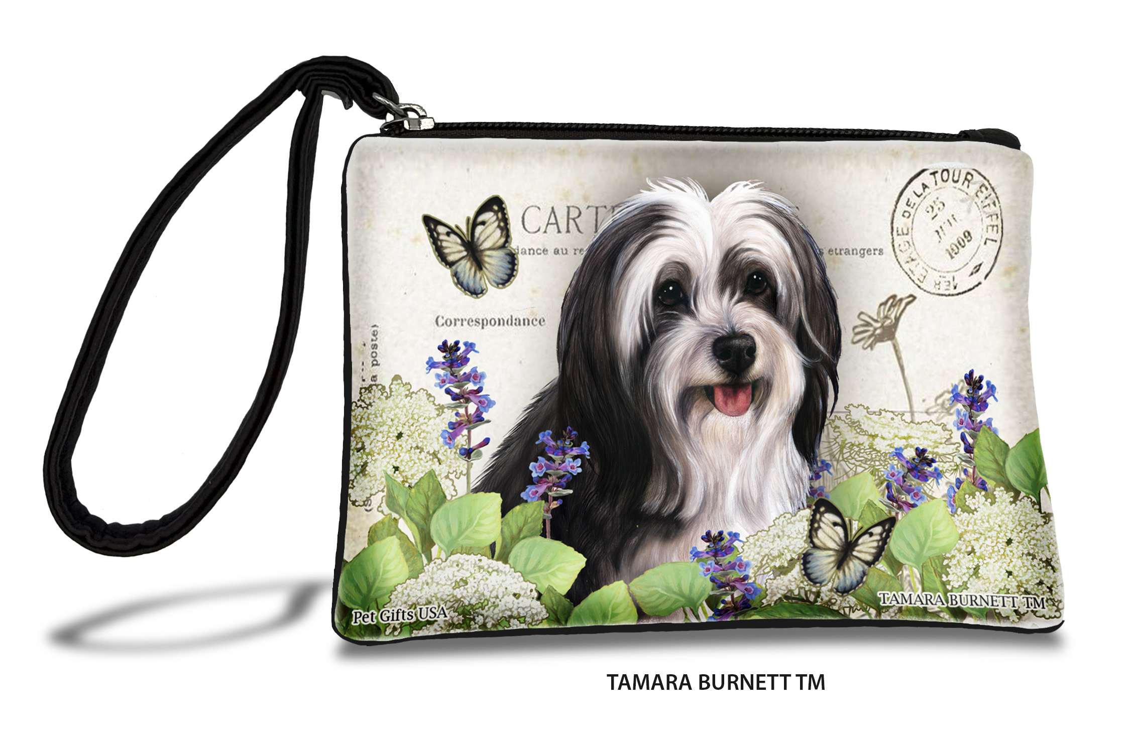 An image of product 31605 - Tibetan Terrier (__black_and_white_) - Zippies Pet Pouch Coin Purse