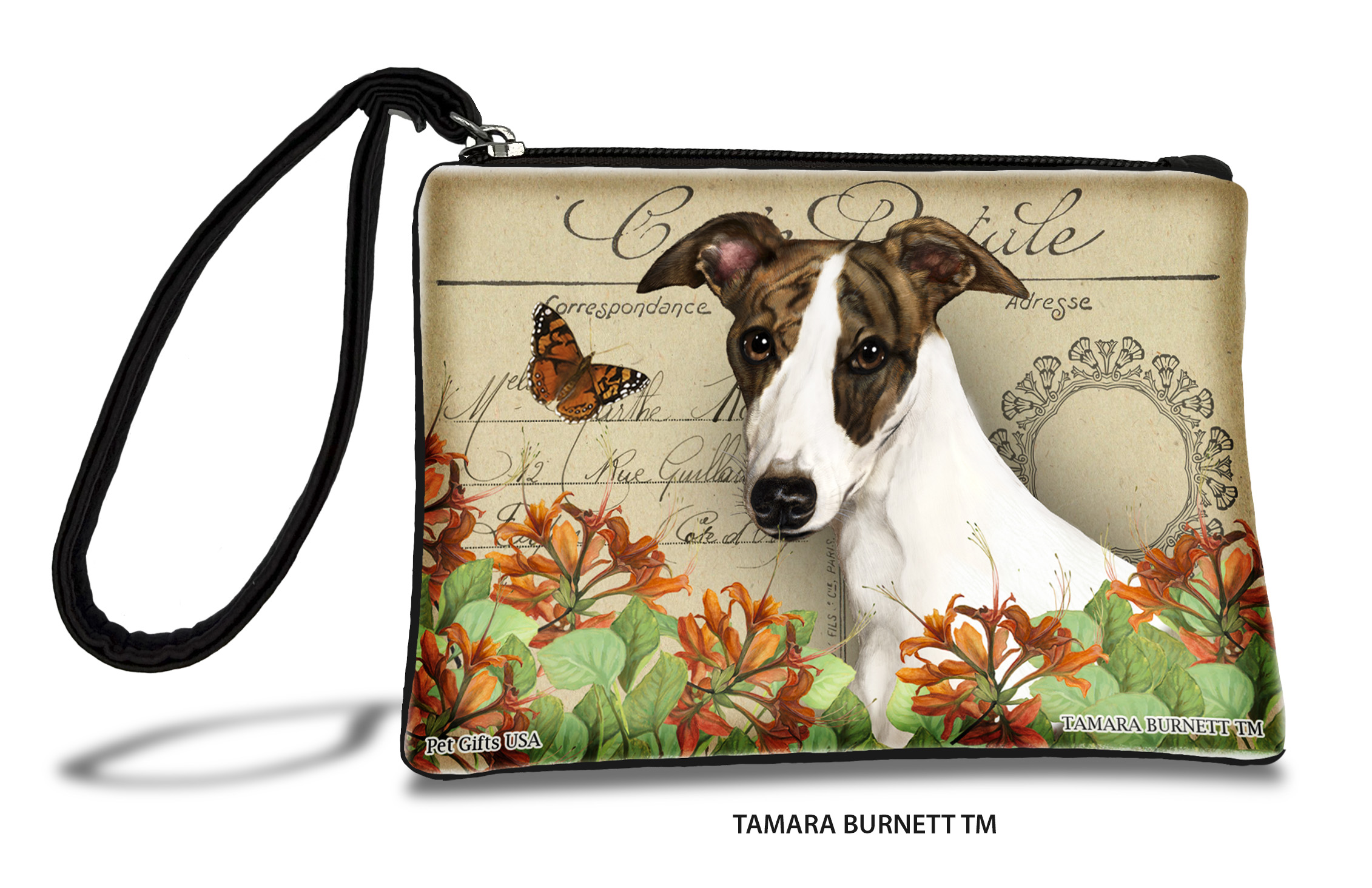 Whippet (_dark_brindle_and_white_) - Zippies Pet Pouch Coin Purse
