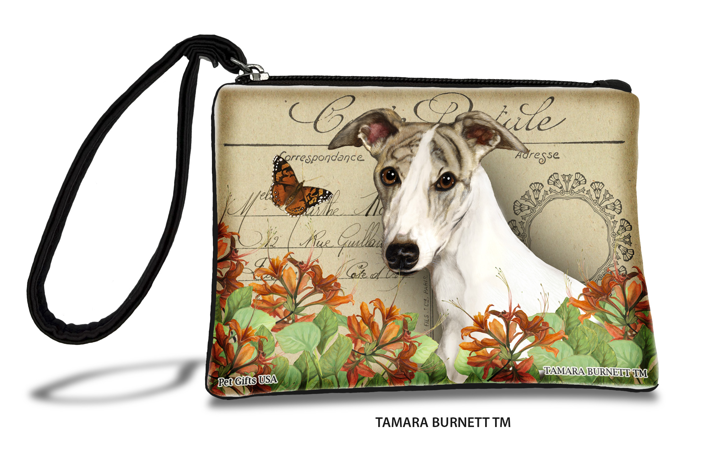 Whippet (_fawn_brindle_and_white_) - Zippies Pet Pouch Coin Purse